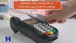 ​رتبه سوم سهم مبلغی تراکنش‌ کارت‌خوان‌های فروشگاهی بانک صادرات ایران در اسفند ماه ٩٨