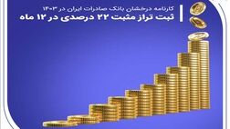 کارنامه درخشان بانک صادرات ایران در ۱۴۰۳ / ثبت تراز مثبت 22 درصدی در 12 ماه
